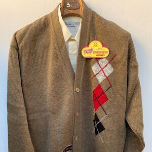 Evernew Hosiery Knit Men’s V Neck Long Sleeve 5 Buttons Cardigan